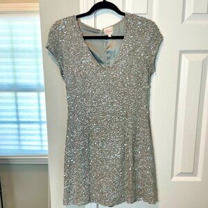 Parker Vintage Silver Beaded Cocktail Dress